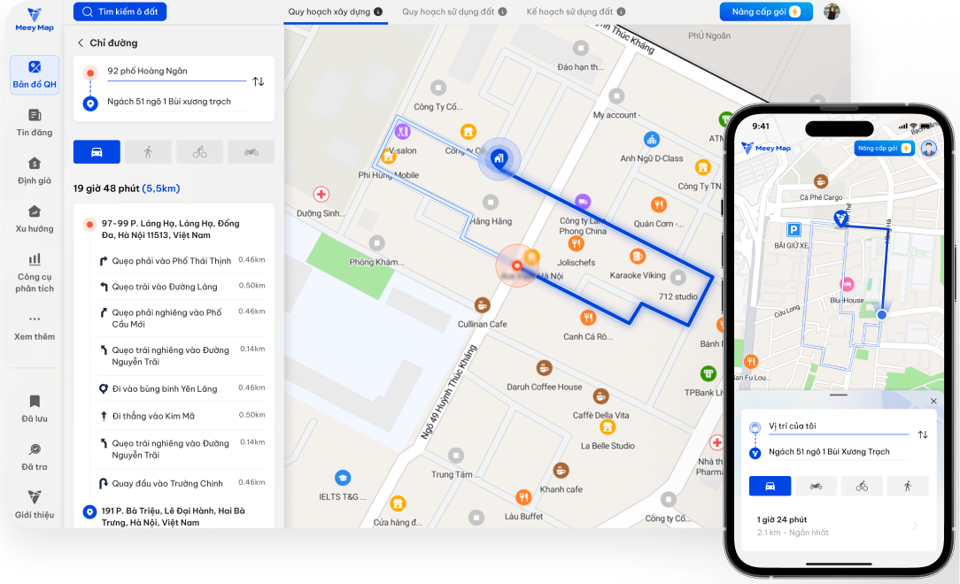 Dễ dàng tìm kiếm & chỉ đường đến ô đất